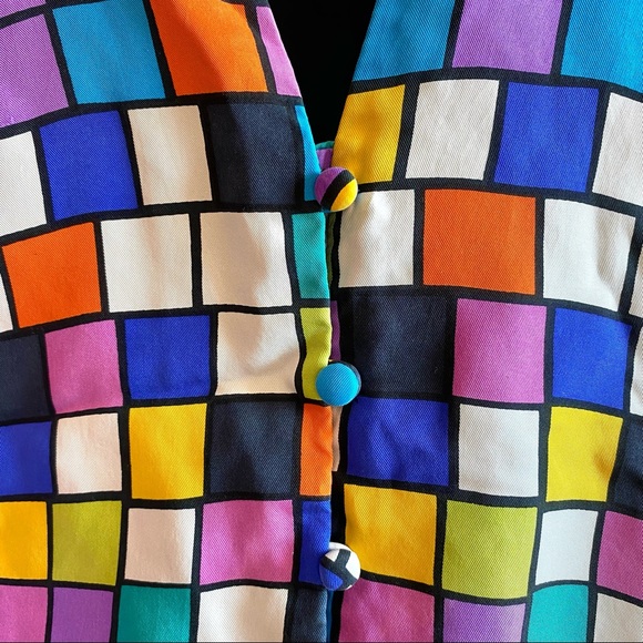 VTG Spenser Jeremy Rainbow Check Button-Up Vest - Picture 3 of 6
